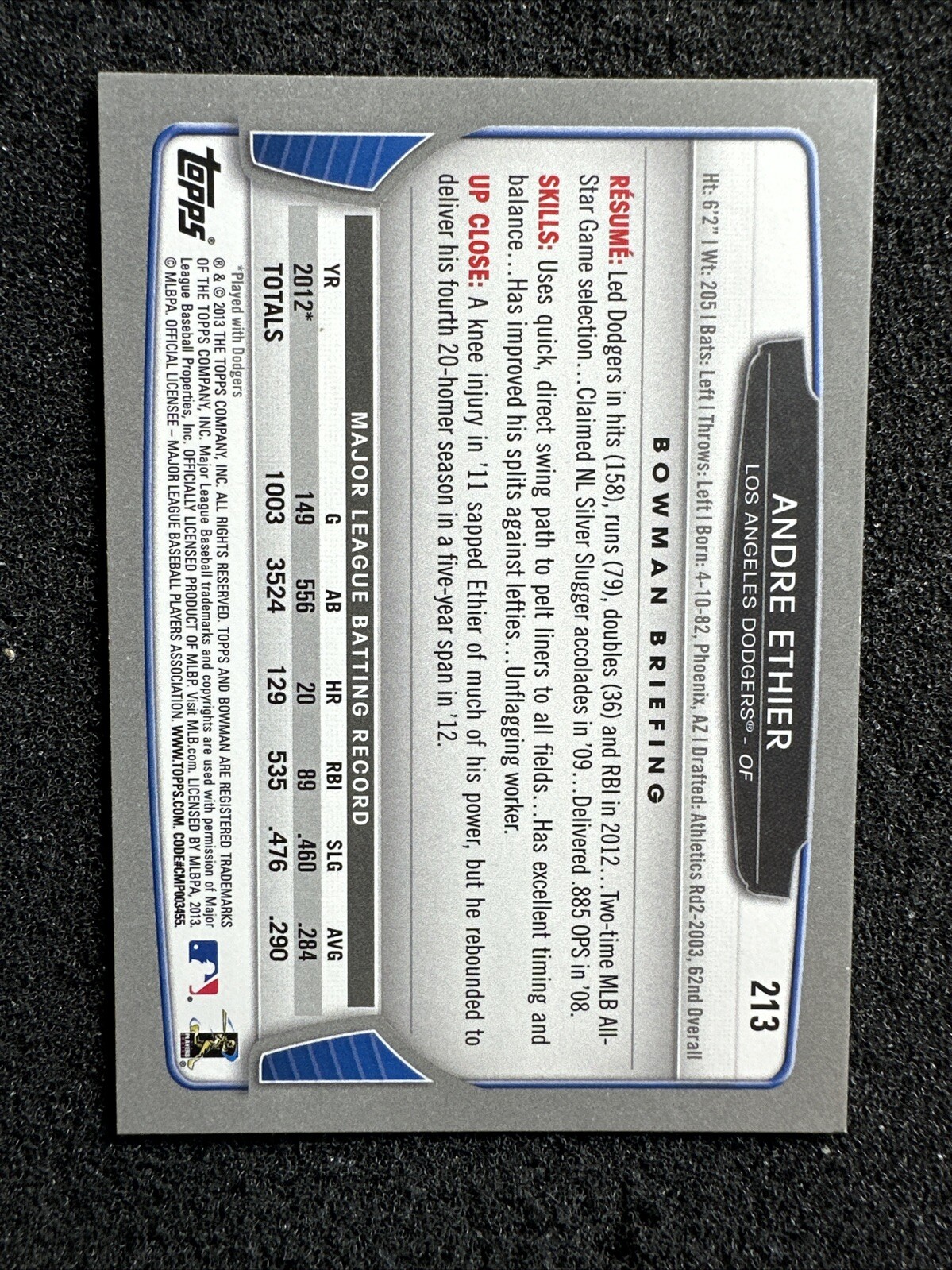 ANDRE ETHIER #213 2013 Bowman Gold QTY Los Angeles Dodgers