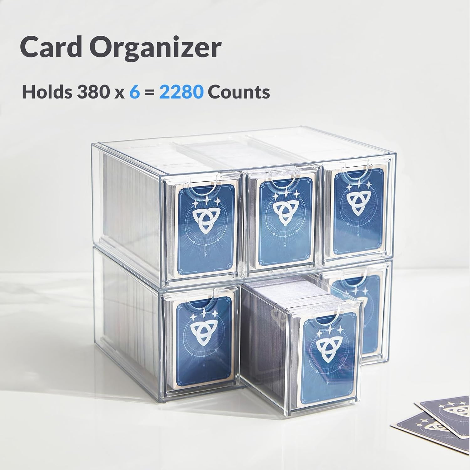 Effortless Card Organization: Stackable 6 Drawer Box for Sports & TCG Cards