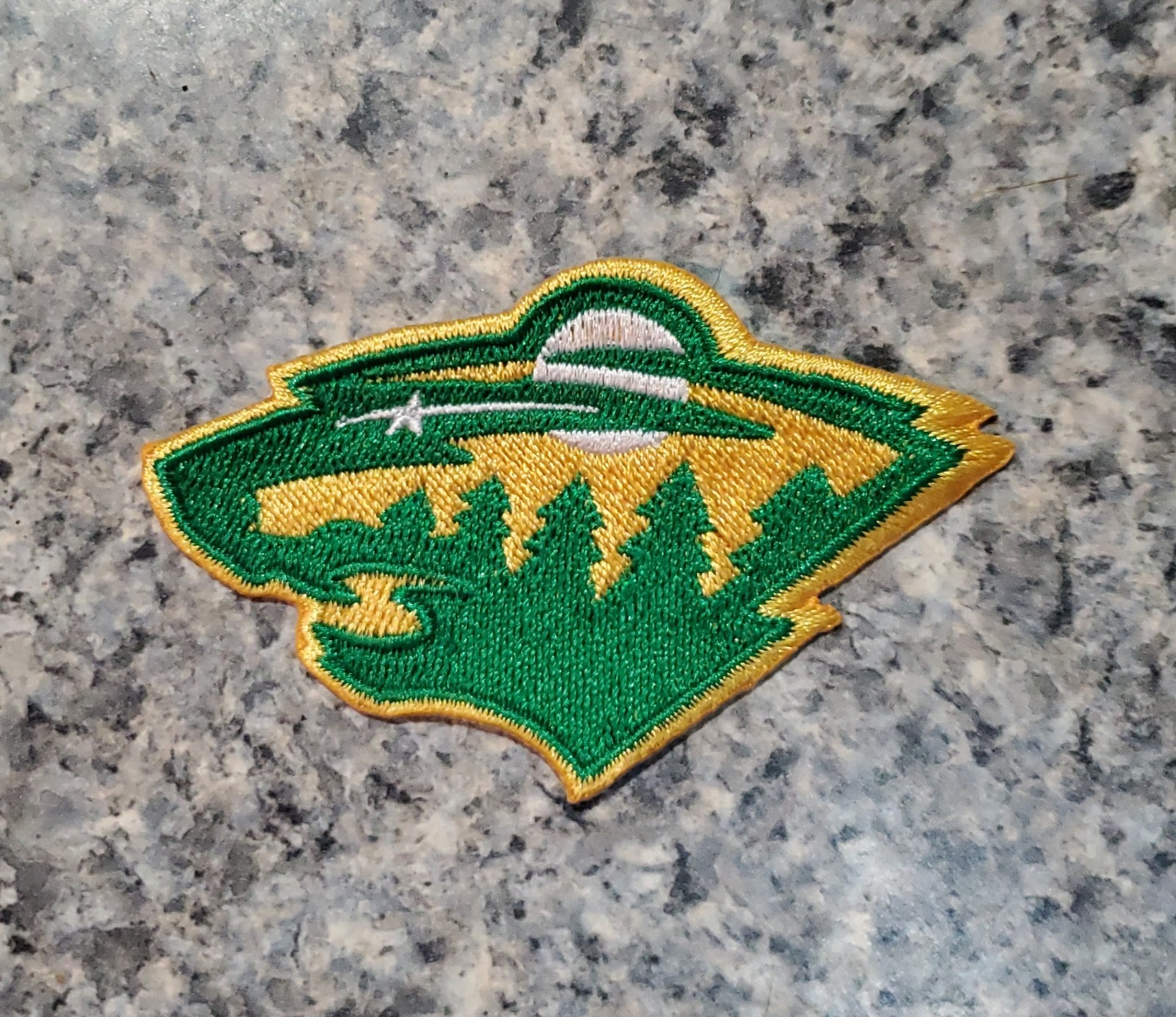 Minnesota Wild Vintage Style Patch. Heather Green Embroidered. Iron On. 3″x2″