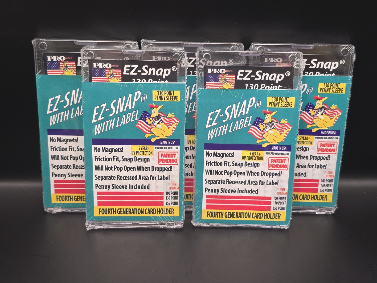 5x Pro Mold 130 Pt. 4th Gen EZ-Snap Card Holders w/ Label & Sleeve – USA