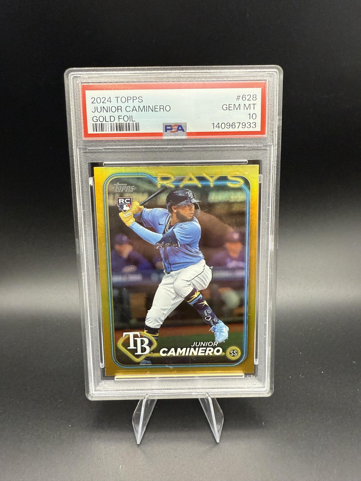 Junior Caminero GOLD FOIL RC 2024 Topps #628 Rays ROOKIE PSA 10