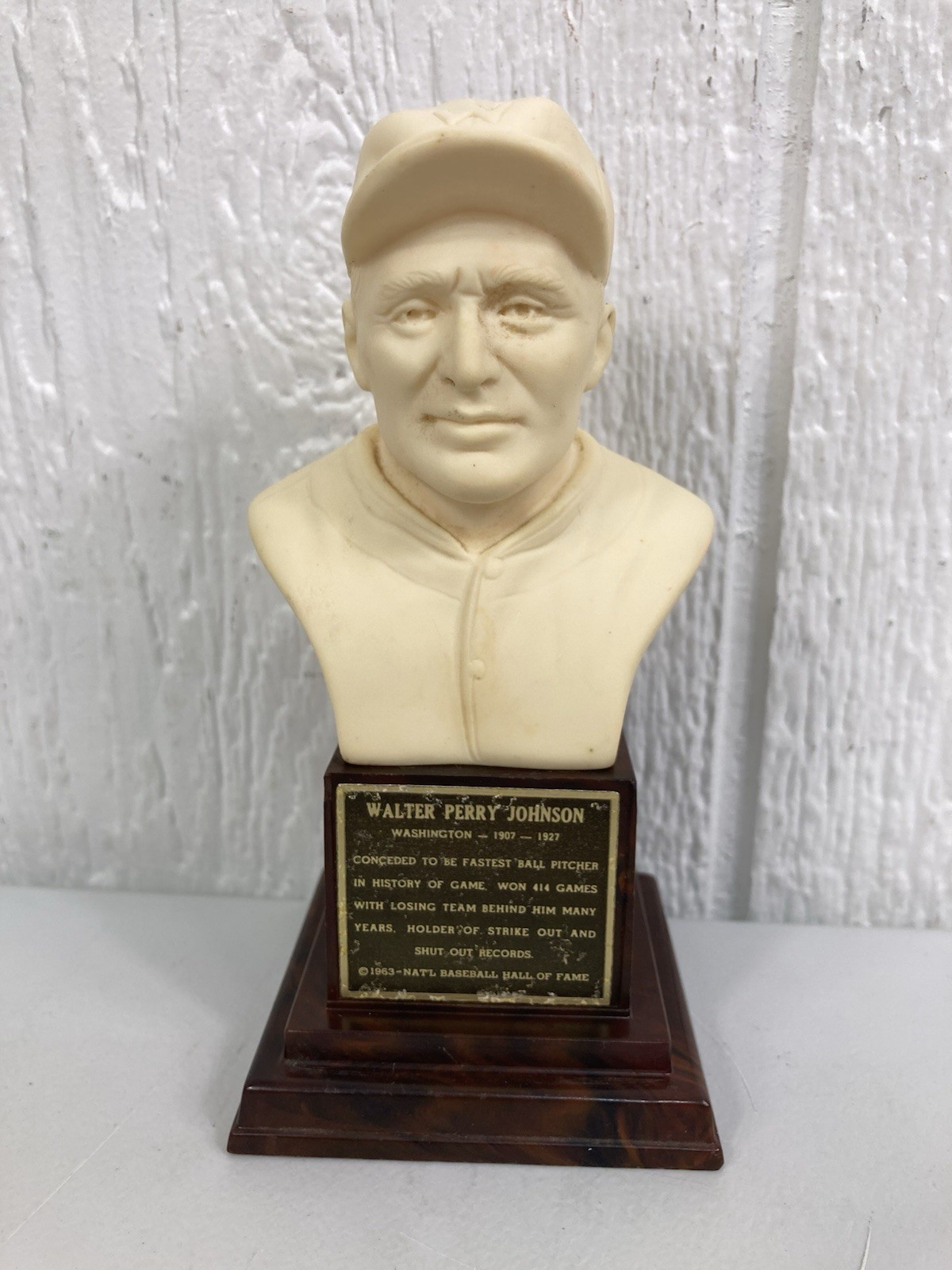 Walter Johnson National Baseball Hall Of Fame 1963 Bust Senators