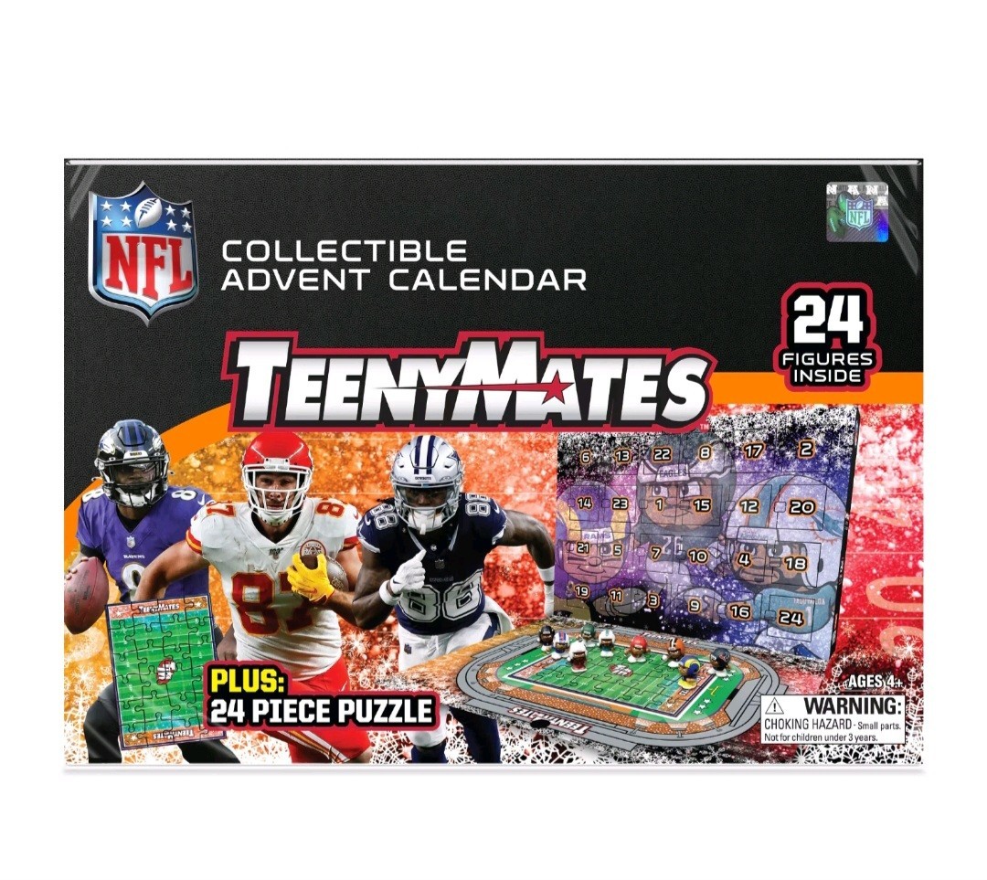 NFL TeenyMates Advent Calendar 24 Exclusive Figures & Puzzle 2024 Party Animal