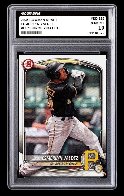 2025 Esmerlyn Valdez 1st Bowman Draft Rookie Card #BD-110 Pirates MINT Graded 10