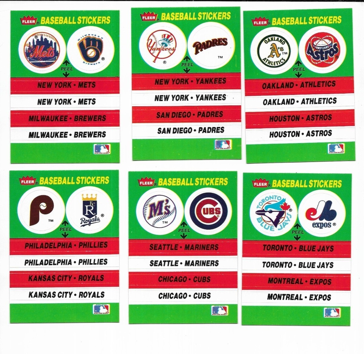 1988 Fleer – Team Stickers Inserts **PICK YOUR TEAM**