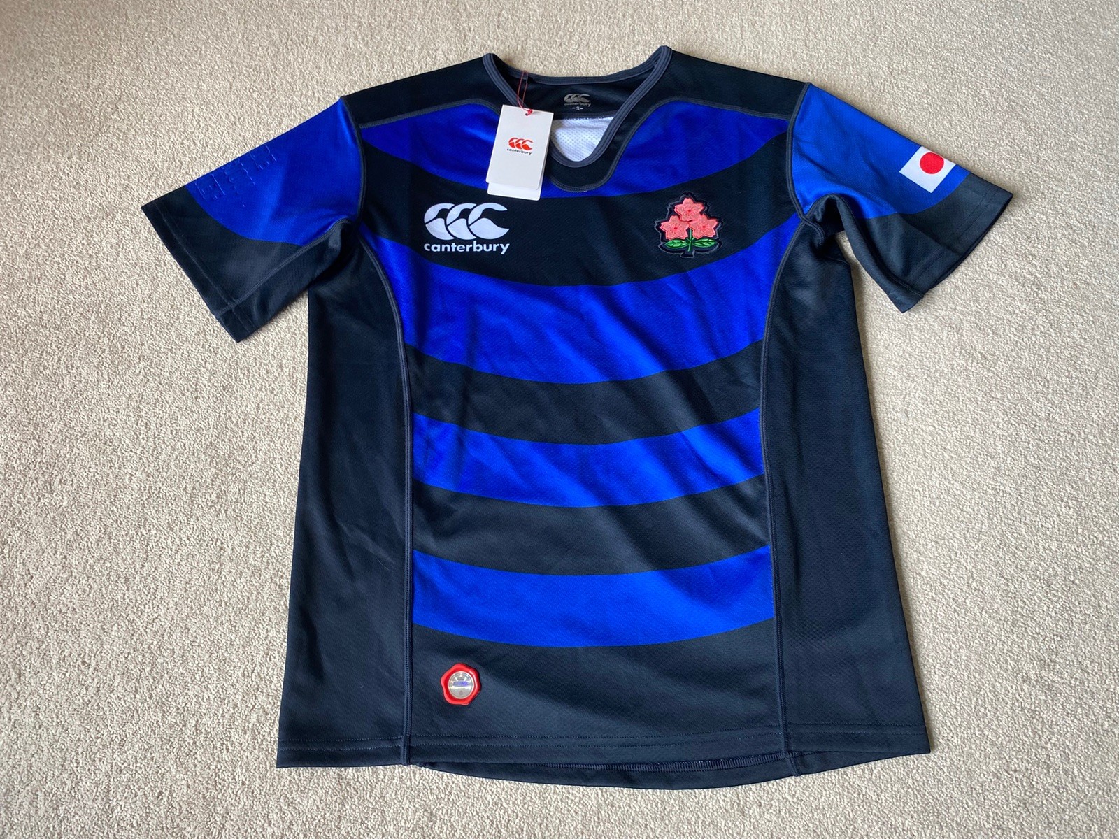 Japan Rugby Shirt 2015/16 Official Away Blue/Black Stripe Small Canterbury New