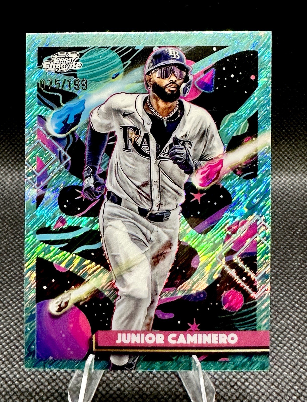 2025 Topps Cosmic Chrome – Junior Caminero #148 Aqua Equinox Refractor /199