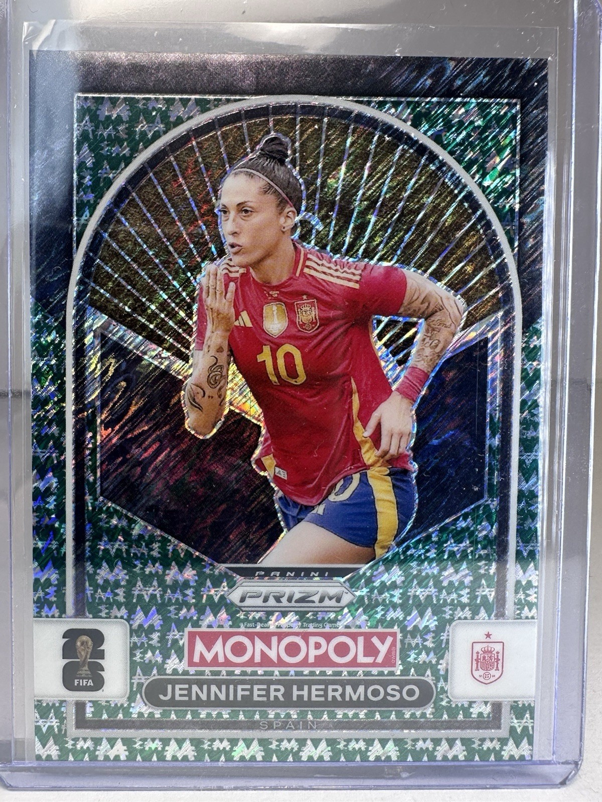 2026 Panini Prizm Monopoly FIFA WC Jennifer Hermoso Green Money Shimmer 01/20