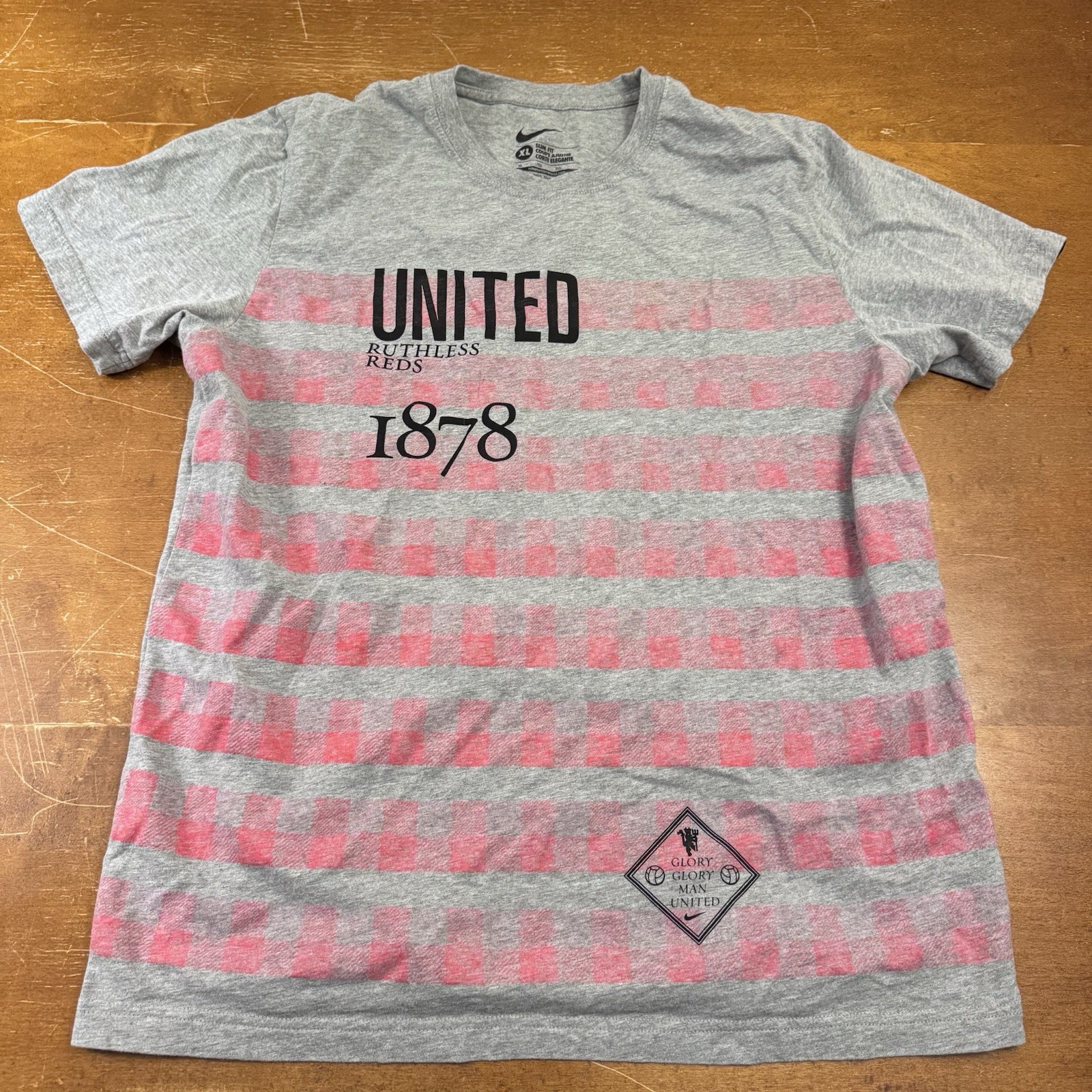 Manchester United Shirt Mens Extra Large Gray Soccer Slim Fit Nike