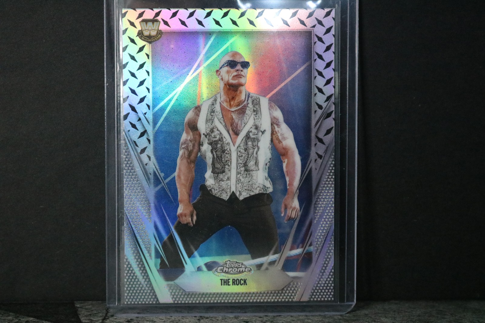 2026 Topps Chrome WWE #1 The Rock Diamond Plate Refractor
