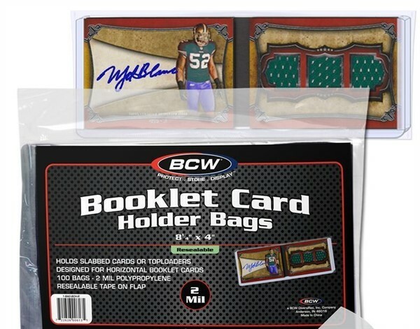 Pack of 100 BCW Resealable Horizontal Booklet Trading Card Holder Poly Bags
