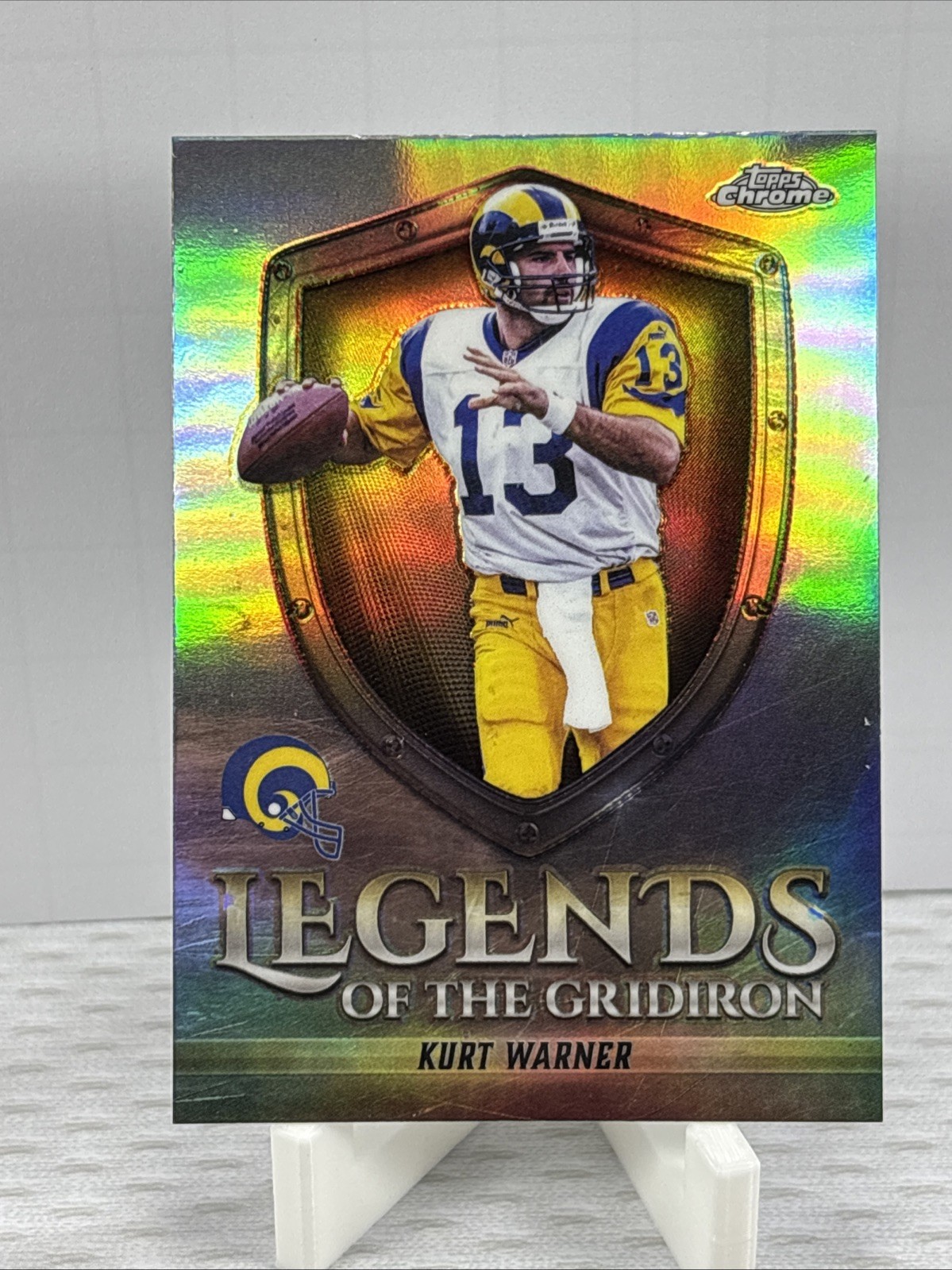 2025 Topps Chrome Kurt Warner #LOG-1 Legends of the Gridiron Refractor Rams