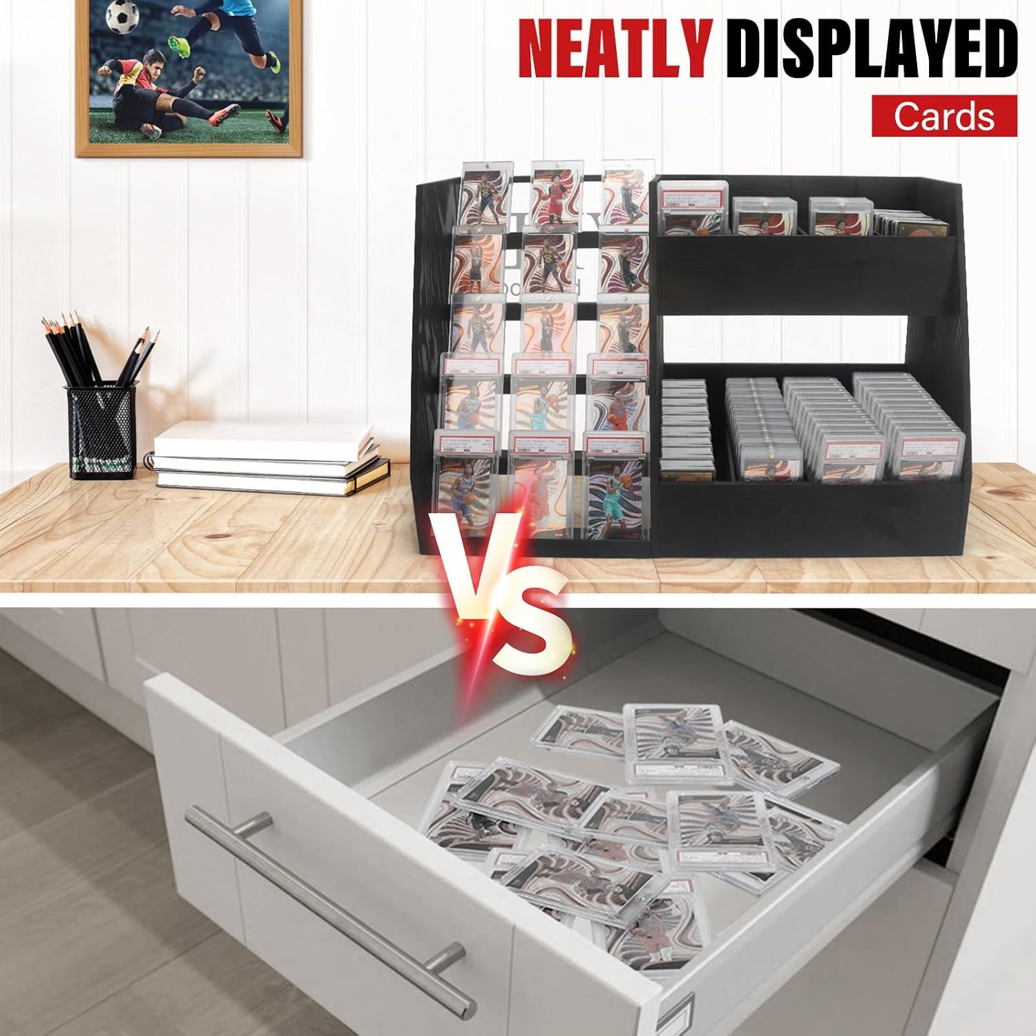 5-Tier Trading Card Display Large Capacity Card Display Stand with 8-Row Storage