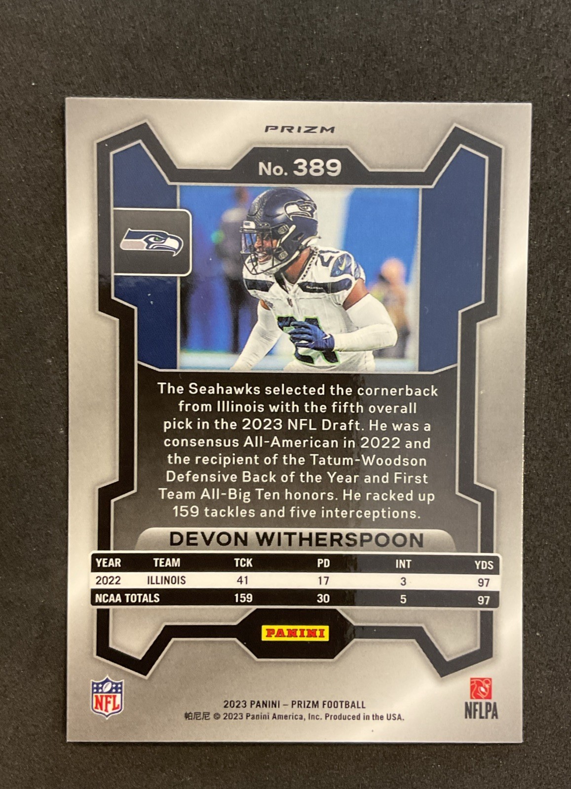 2023 Panini Prizm – Rookies Devon Witherspoon #389 Silver Prizm (RC)