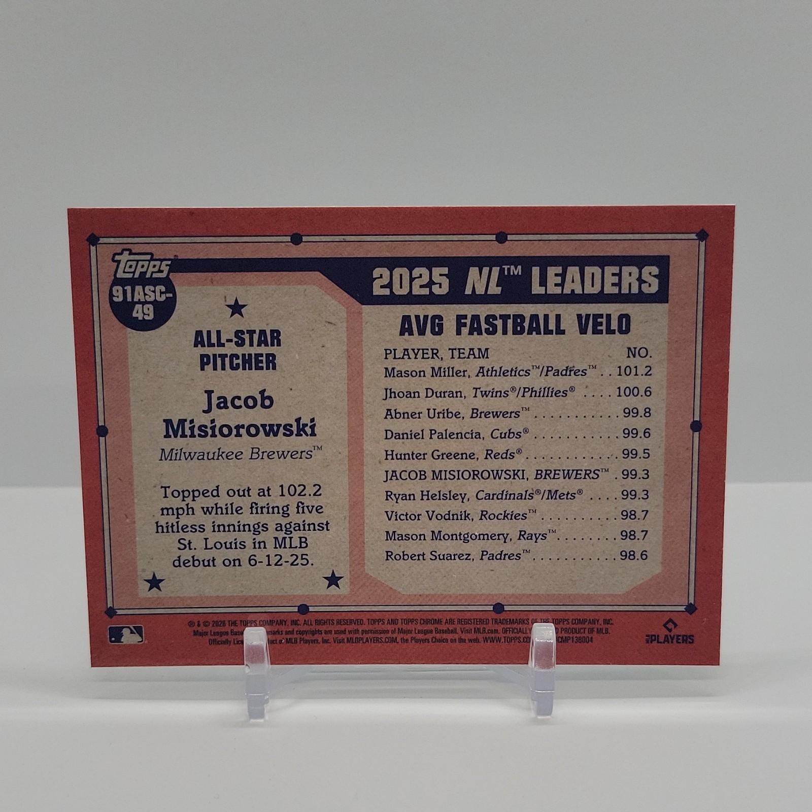 2026 Topps Chrome Jacob Misiorowski Brewers Silver Pack Mojo RC AS #91ASC-49
