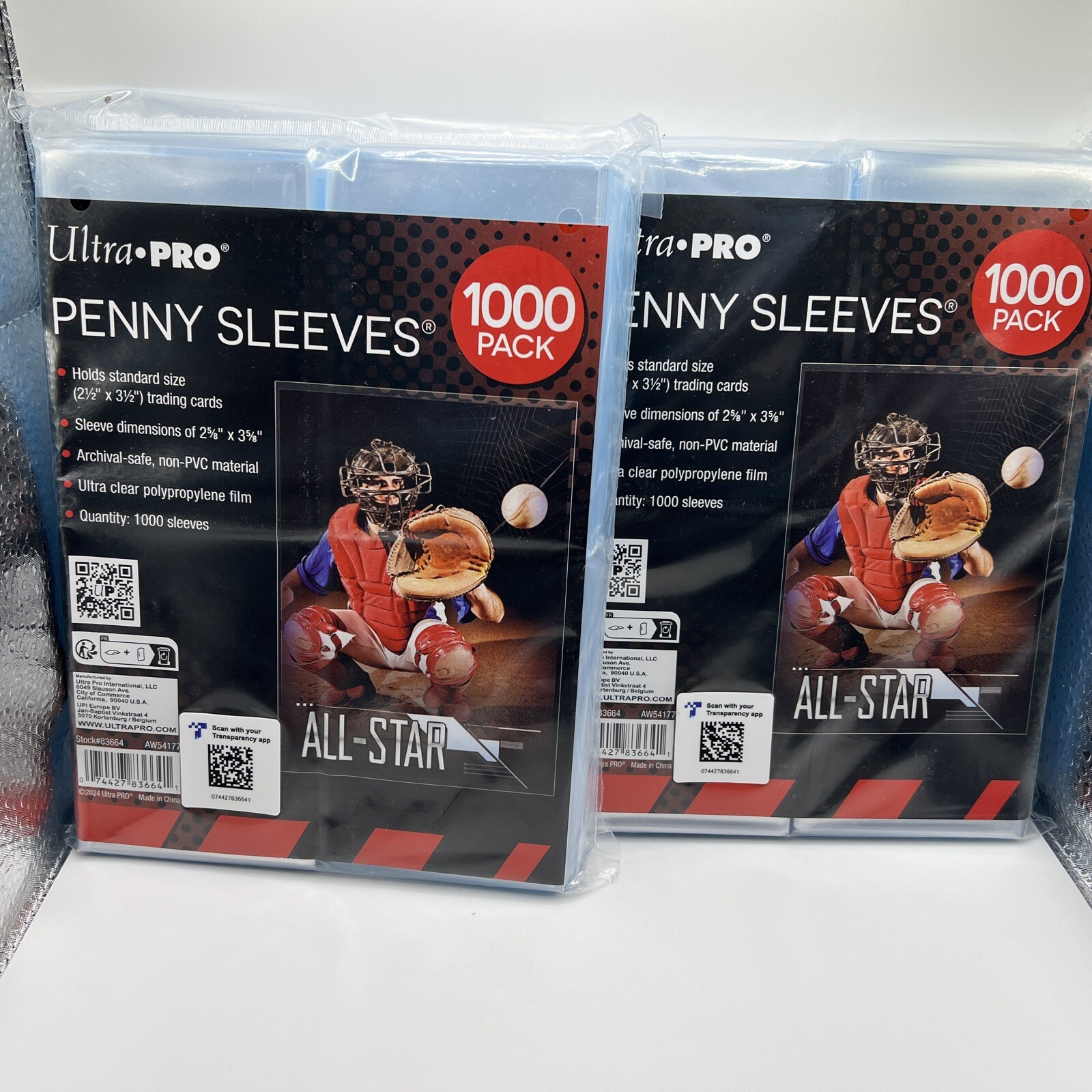 Ultra Pro Penny Card Soft Sleeves 2 packs of 1000 for Standard Cards, 2000 Total