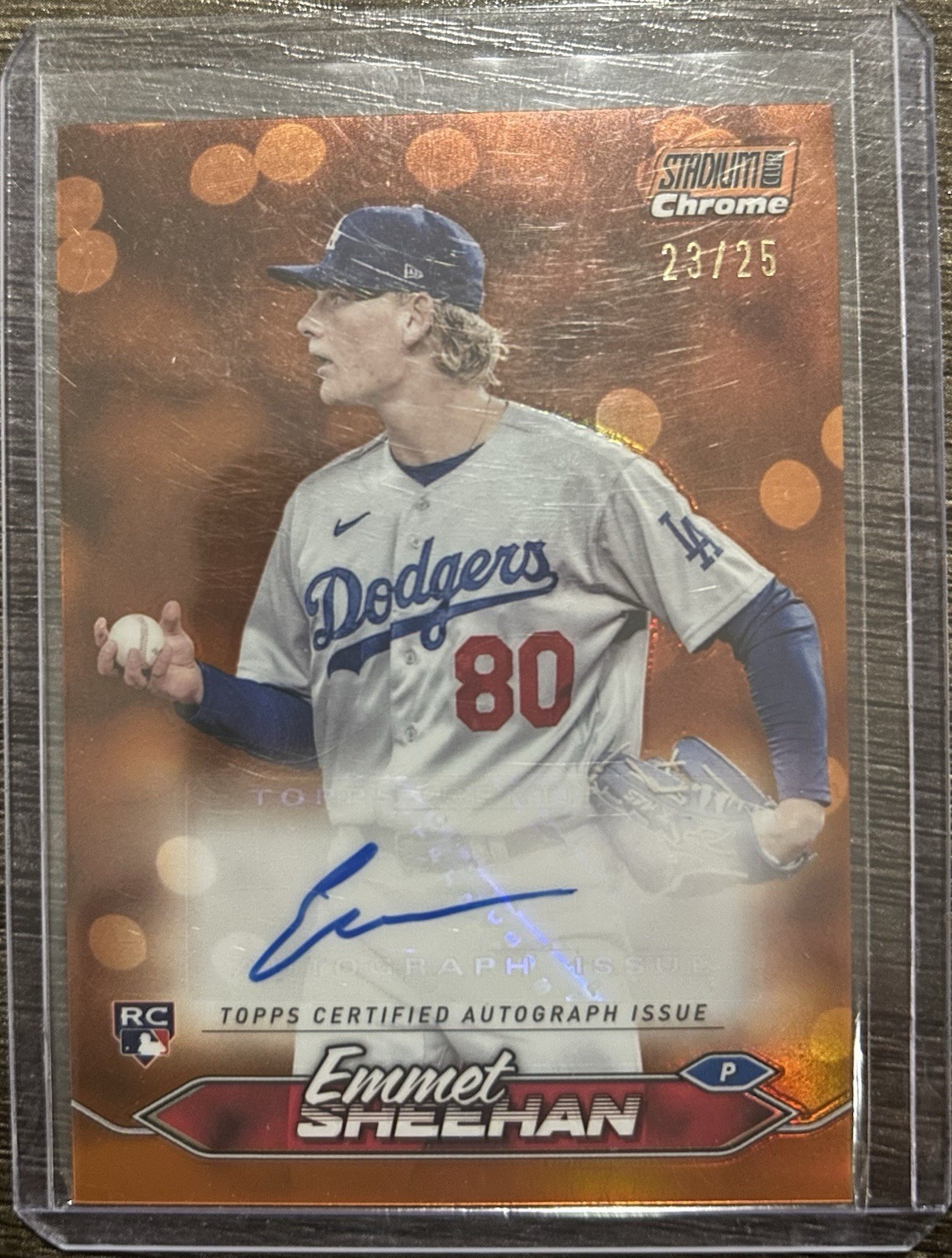 2025 Topps Stadium Club Chrome Emmet Sheehan Orange Auto /25