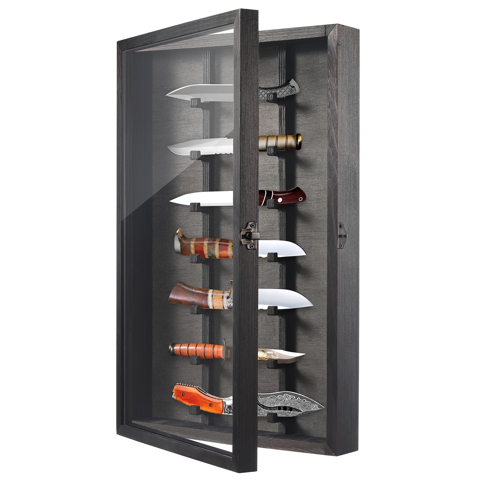 Knife Display Case with Lockable Clear Acrylic Door, Wall Mount Wooden Knife …