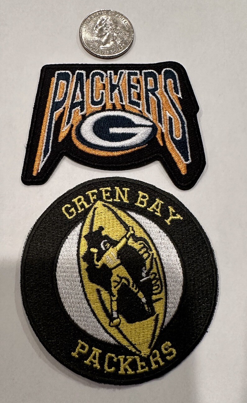 (2) Green Bay Packers Vintage Style Iron On Patches 3.25”x 2” & 3″x 3″ Awesome!