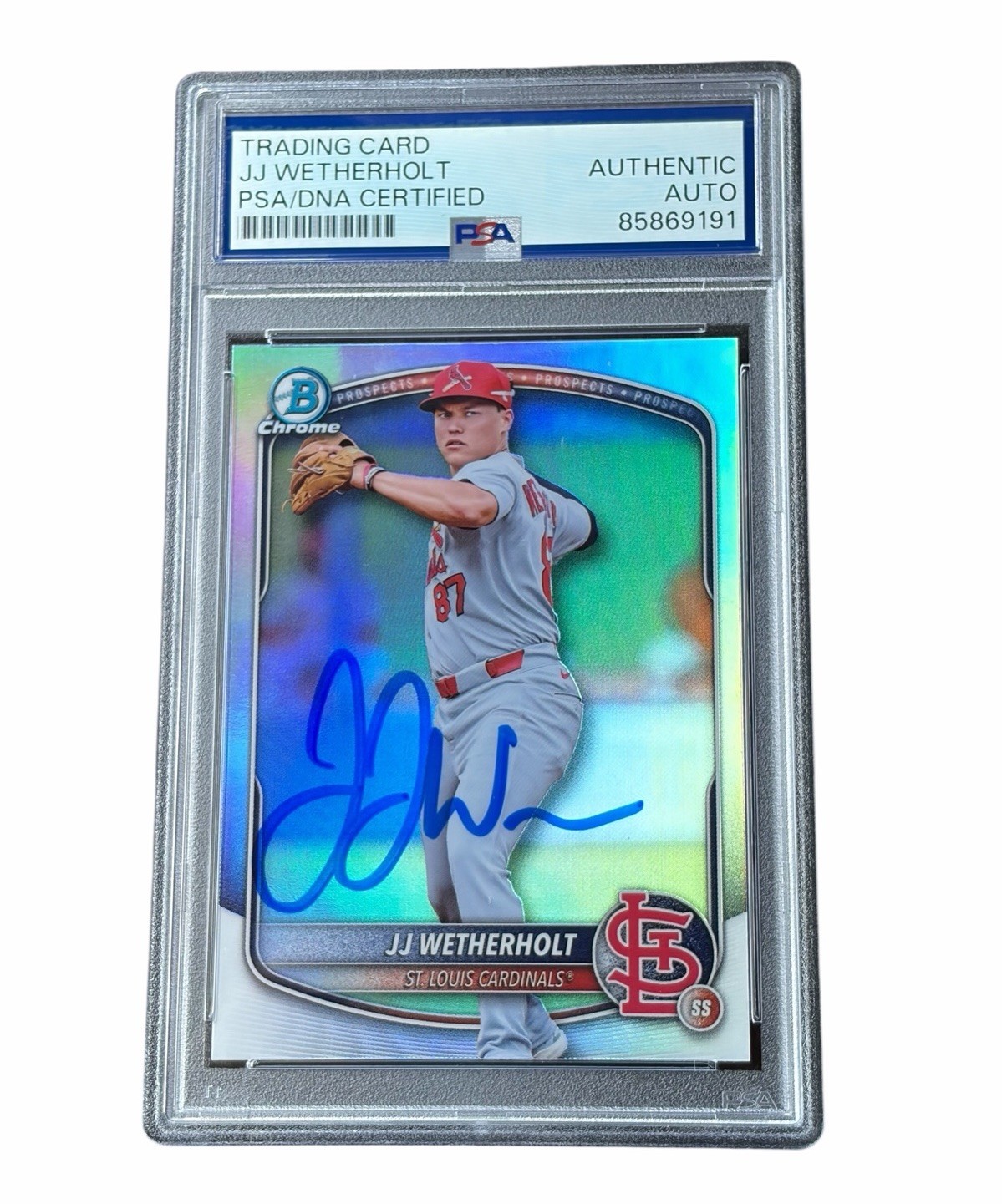 JJ Wetherholt Signed Card St. Louis Cardinals Autographed Auto Refractor PSA