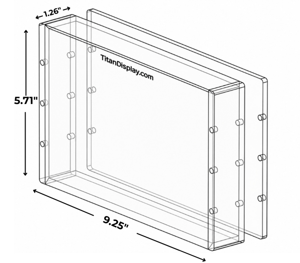 Stackable Premium Acrylic Display Case w/ Magnetic Lid for Trading Cards Shallow