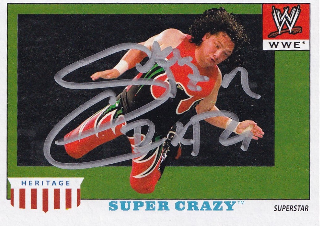 Super Crazy Signed 2008 Topps Heritage IV WWE Card #48 ECW Wrestling Autograph