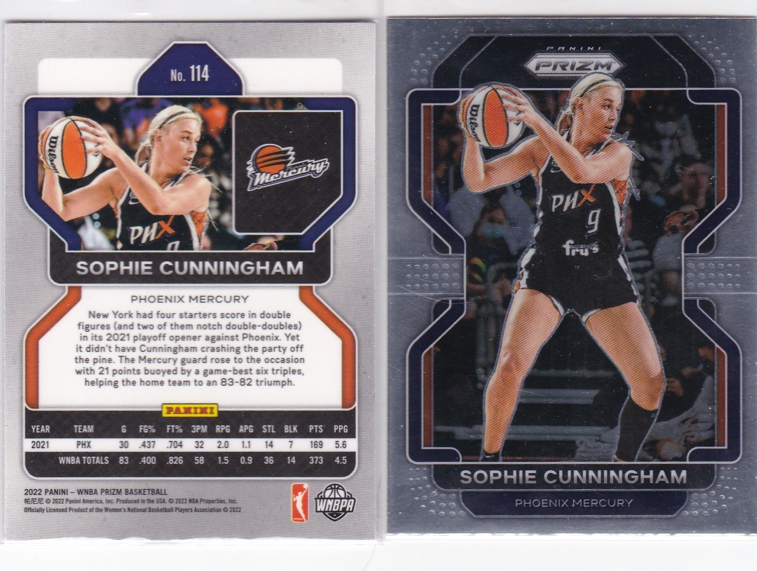 2022 Panini Prizm WNBA Sophie Cunningham #114 Phoenix Mercury & Indiana Fever