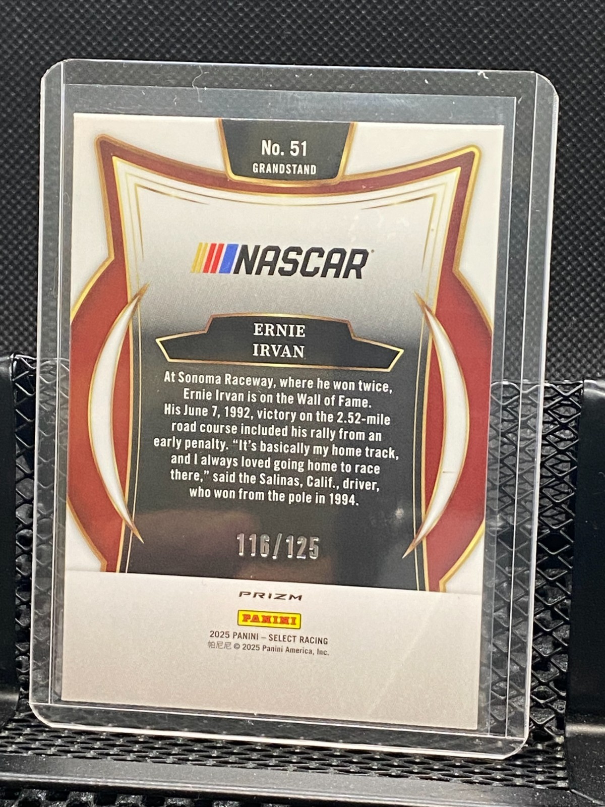 Ernie Irvan 2025 Select Racing Red Prizms #116 /125 #51 Grandstand