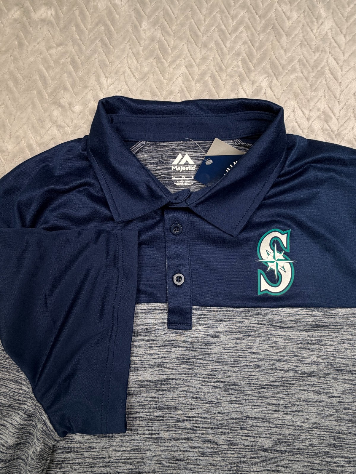 Seattle Mariners Majestic Performance Golf Polo Shirt Mens XL Stretch New