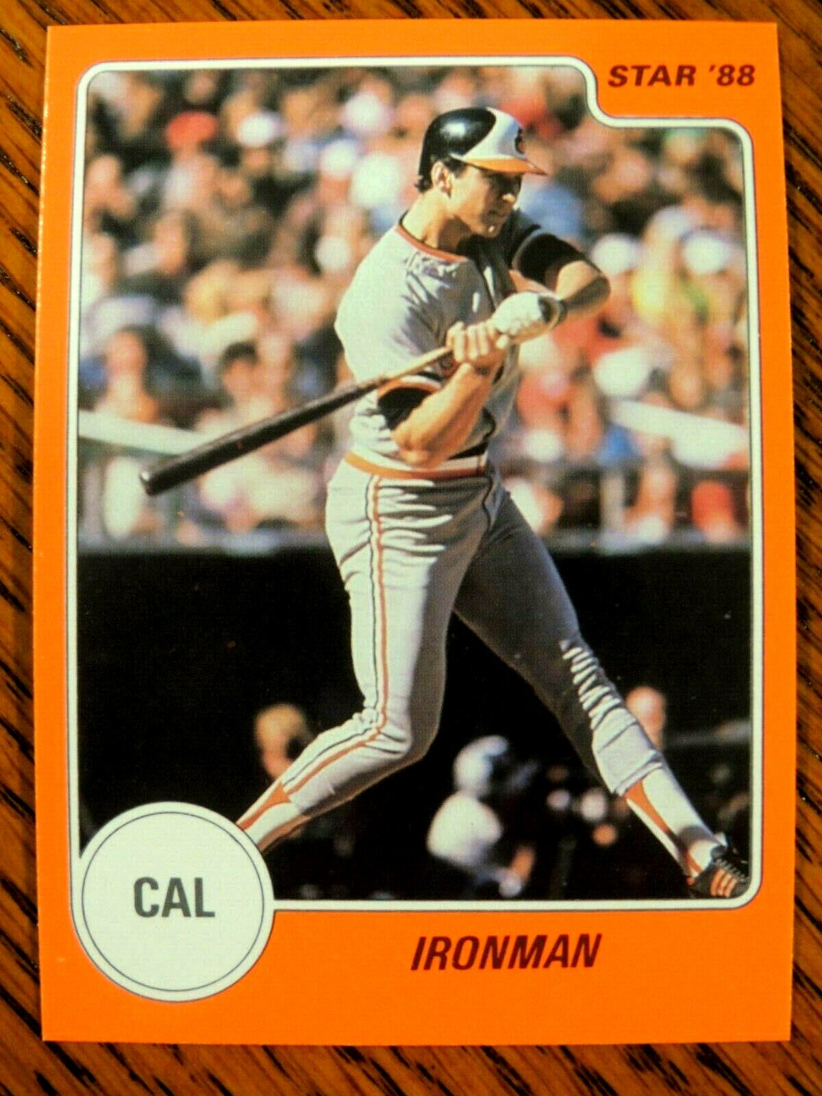 CAL RIPKEN 1988′ THE STAR COMPANY ORANGE ” IRON MAN ” CARD #8 ORIOLES HOF
