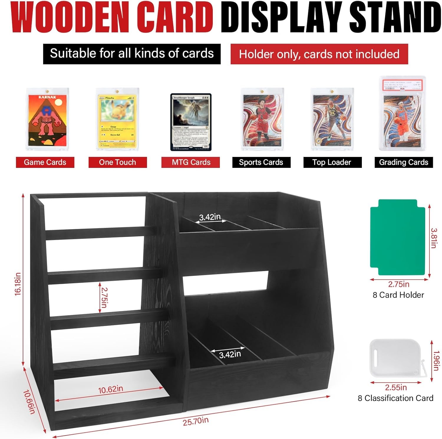 5-Tier Trading Card Display Large Capacity Card Display Stand with 8-Row Storage