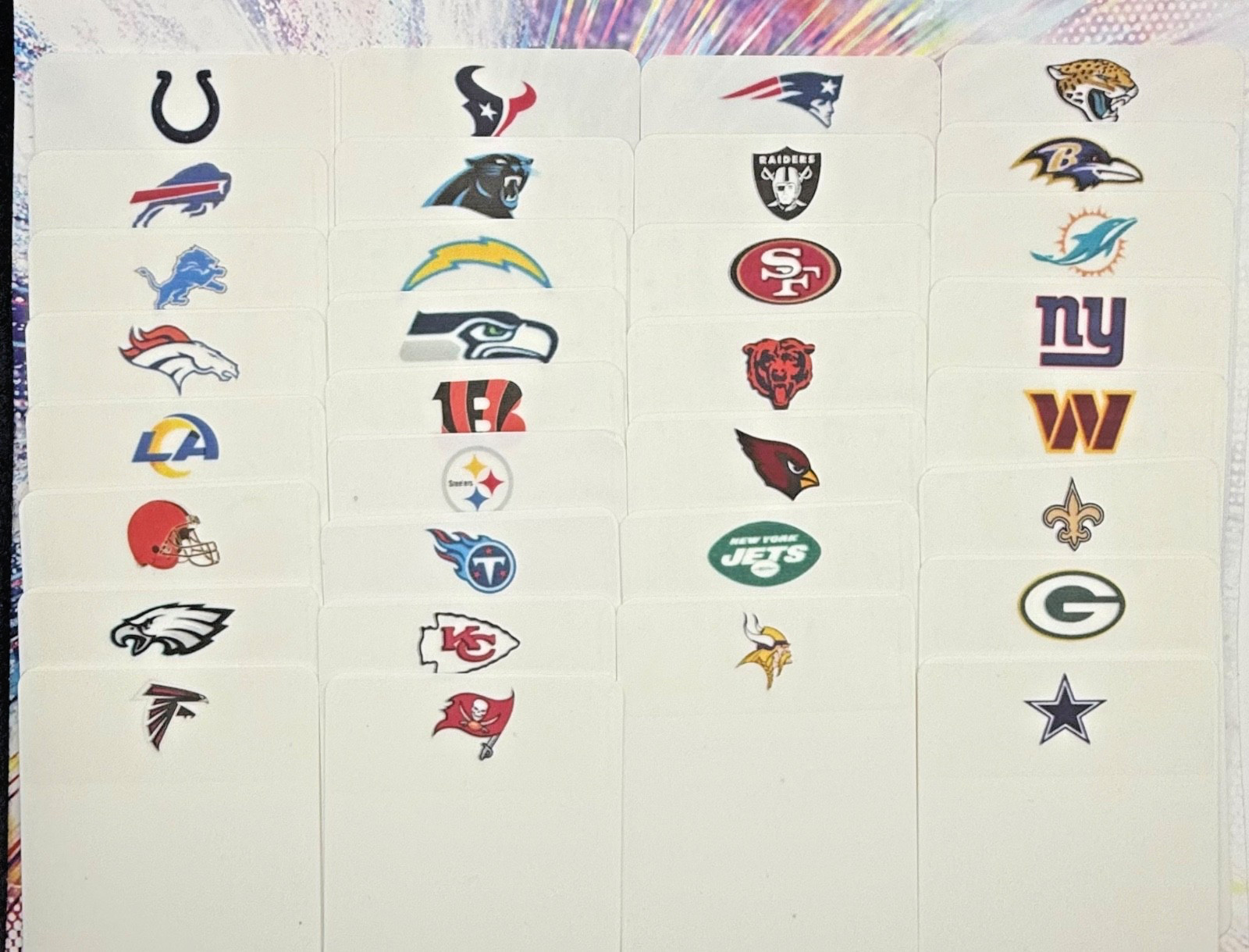 NFL/MLB/NHL/NBA Trading Card Team Dividers