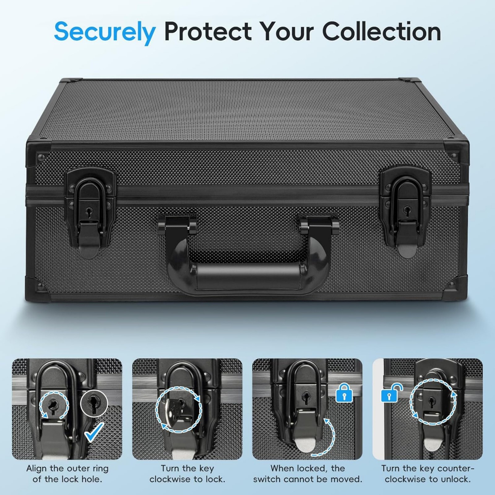 EVA Lined 3″x4″ Aluminum 35PT Toploader Box 6-Slot Card Storage Lockable Case US