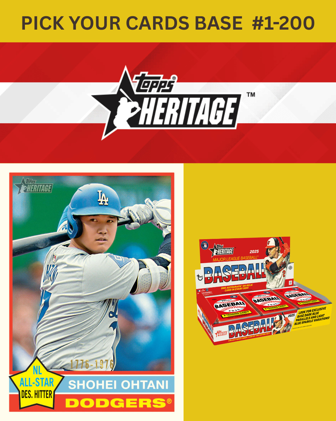 2025 Topps Heritage Baseball BASE #1-200 You Pick & Complete a Set! *PRESALE