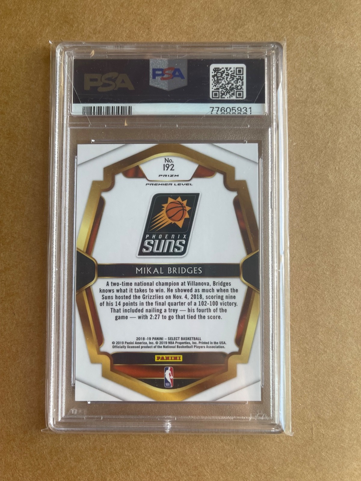 2018-19 Panini Select Silver Prizm Mikal Bridges Rookie #192 🔥🔥 PSA 10 💎