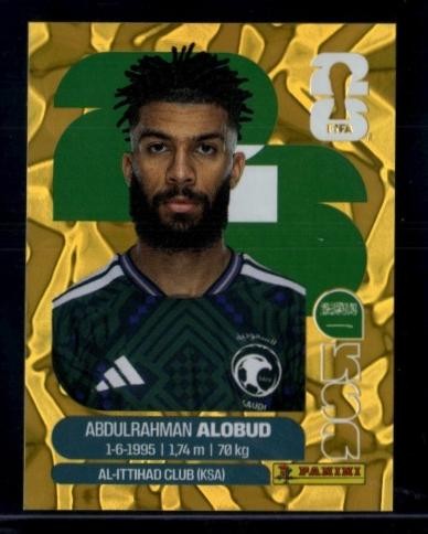 2026 Panini World Cup Sticker Abdulrahman Al-Aboud Saudi Arabia Gold Crumple
