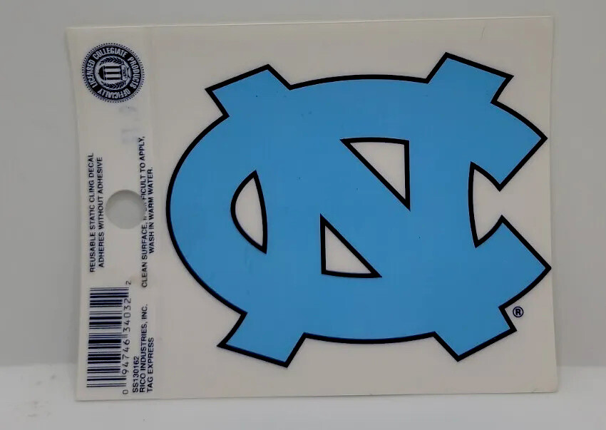 UNC University of North Carolina Rectangular Window Cling 3.5″x3.75″ New