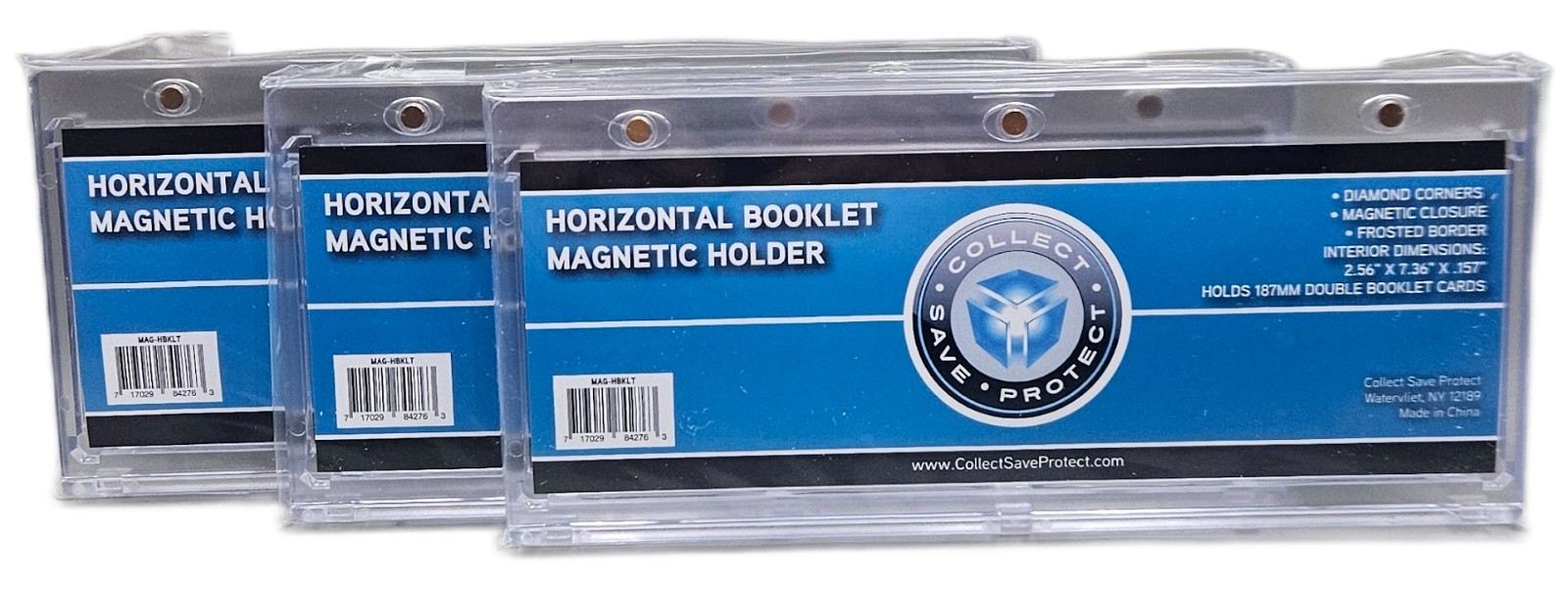 (3 Count Lot) CSP Horizontal Booklet Magnetic Card Holder 187mm Double Booklets
