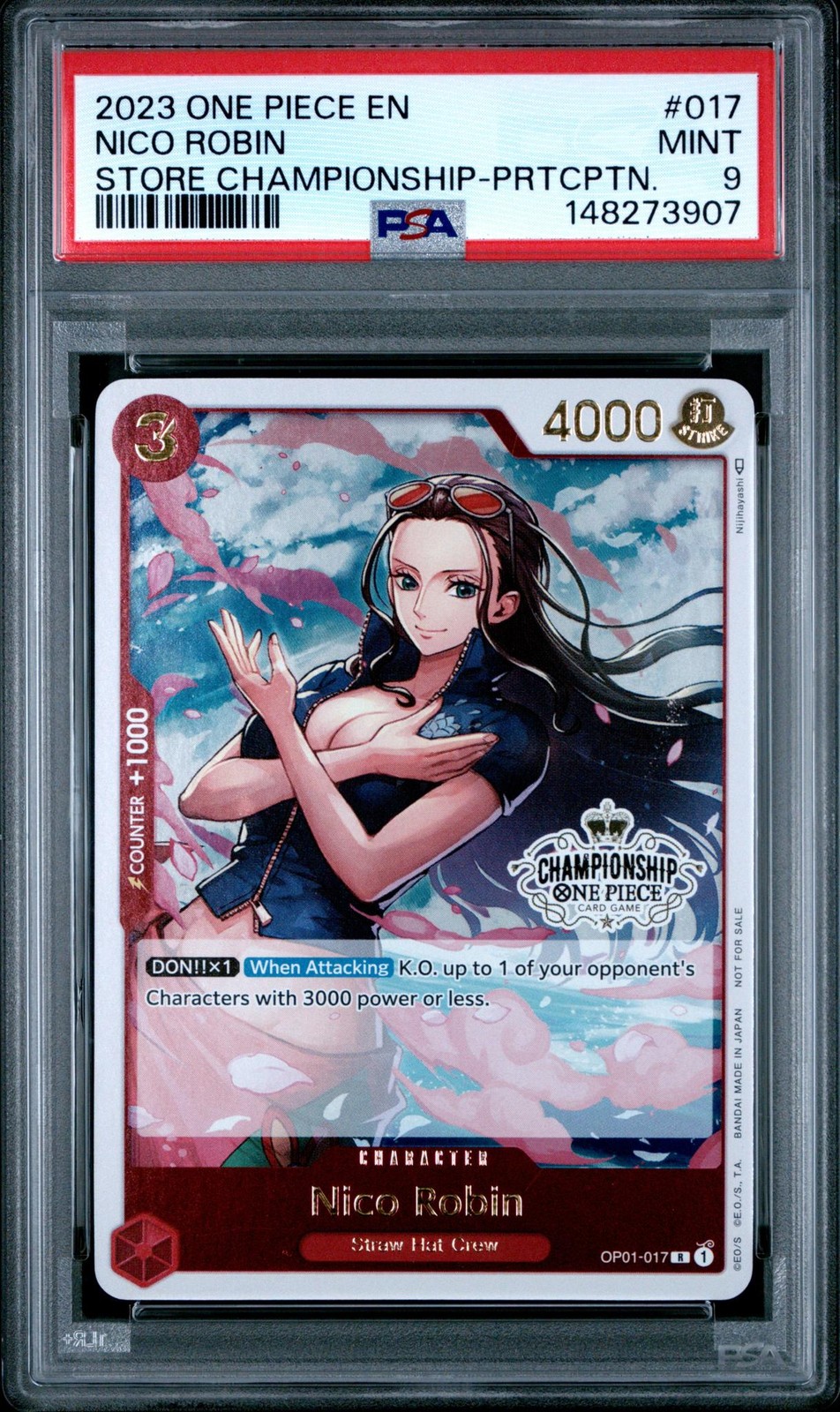 2023 One Piece Store Championship Promo Participation Pack Nico Robin PSA 9