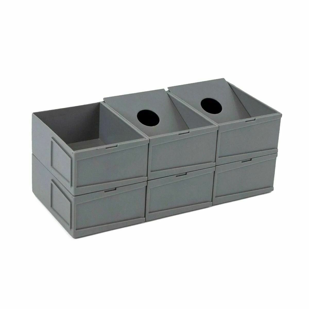 Pack of 6 BCW Gray Plastic Modular Baseball Trading Gaming Card Sorting Trays