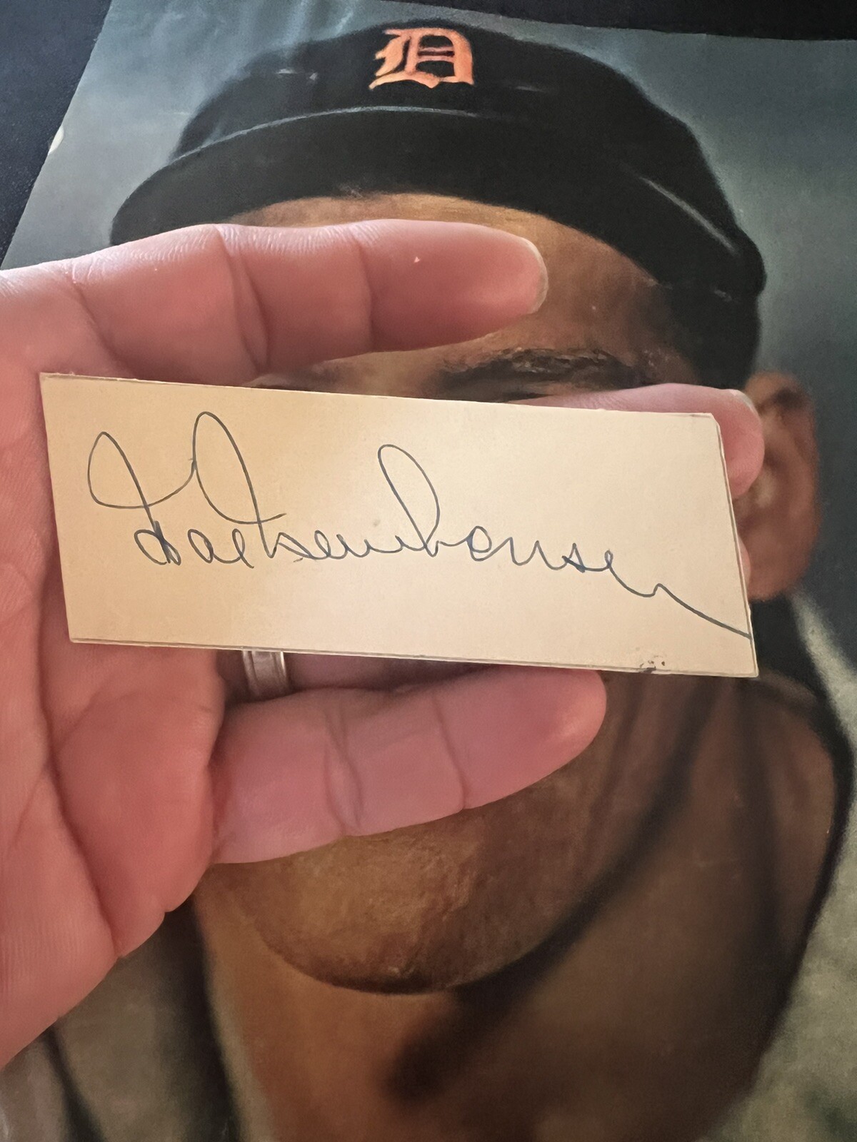 Hal Newhouser -Autographed Cut Index Card With Picture