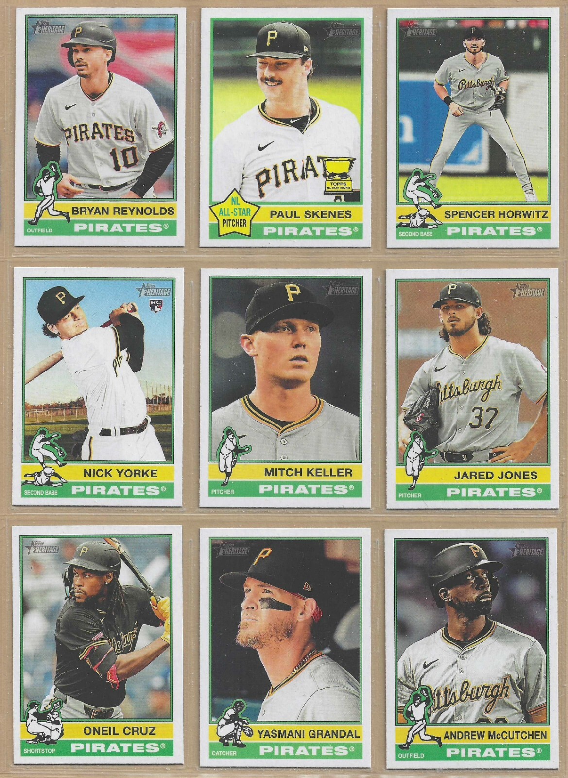 2025 Topps Heritage PITTSBURGH PIRATES Base Team Set of (12) Clemente Skenes +