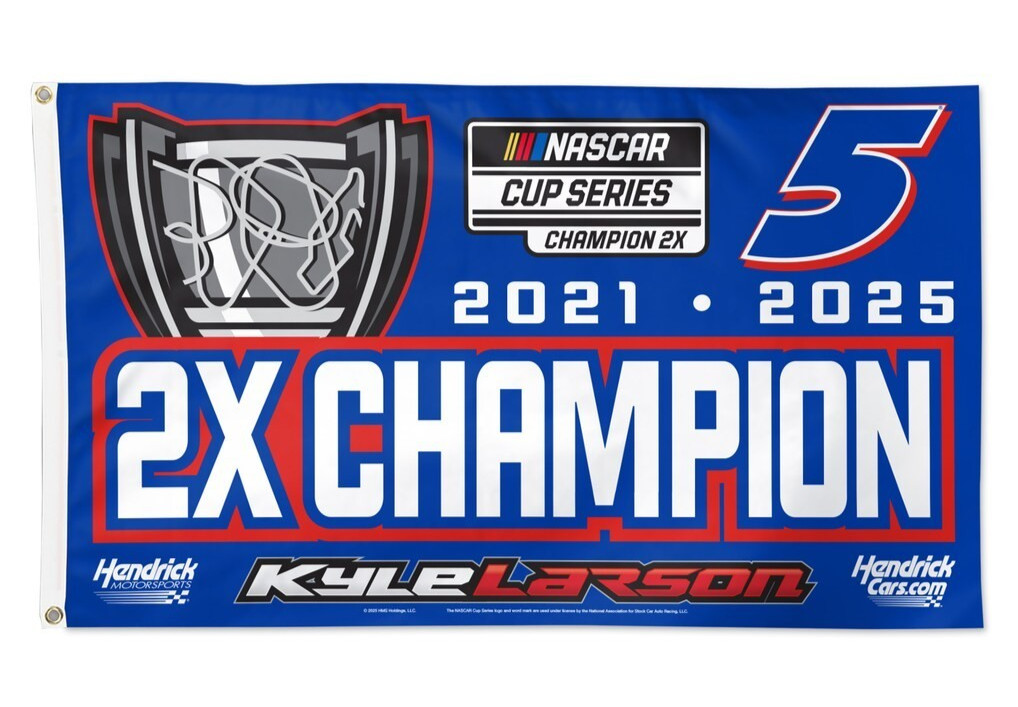 Kyle Larson NASCAR Flag – 2-Time Champion – 2025 – 3×5 FT – Hendrick – NEW