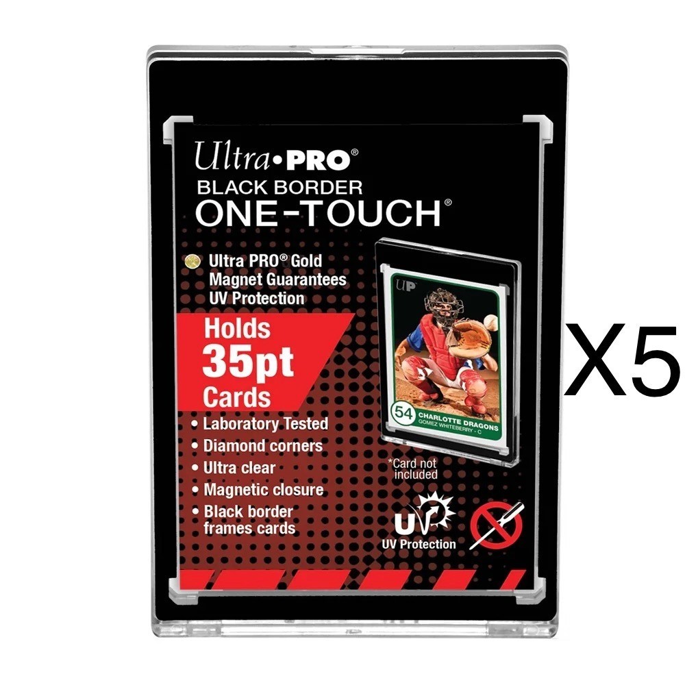 5 Pack Ultra Pro 35PT Black Border ONE-TOUCH Magnetic Holder – Pokemon, MTG,NFL