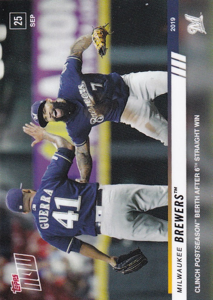 2019 TOPPS NOW #901 MILWAUKEE BREWERS CLINCH POSTSEASON BERTH