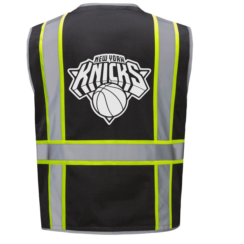 🏀🦺NEW YORK KNICKS REFLECTIVE SAFETY PPE WORK BLACK VEST FOR WORK SIZE M-4XL