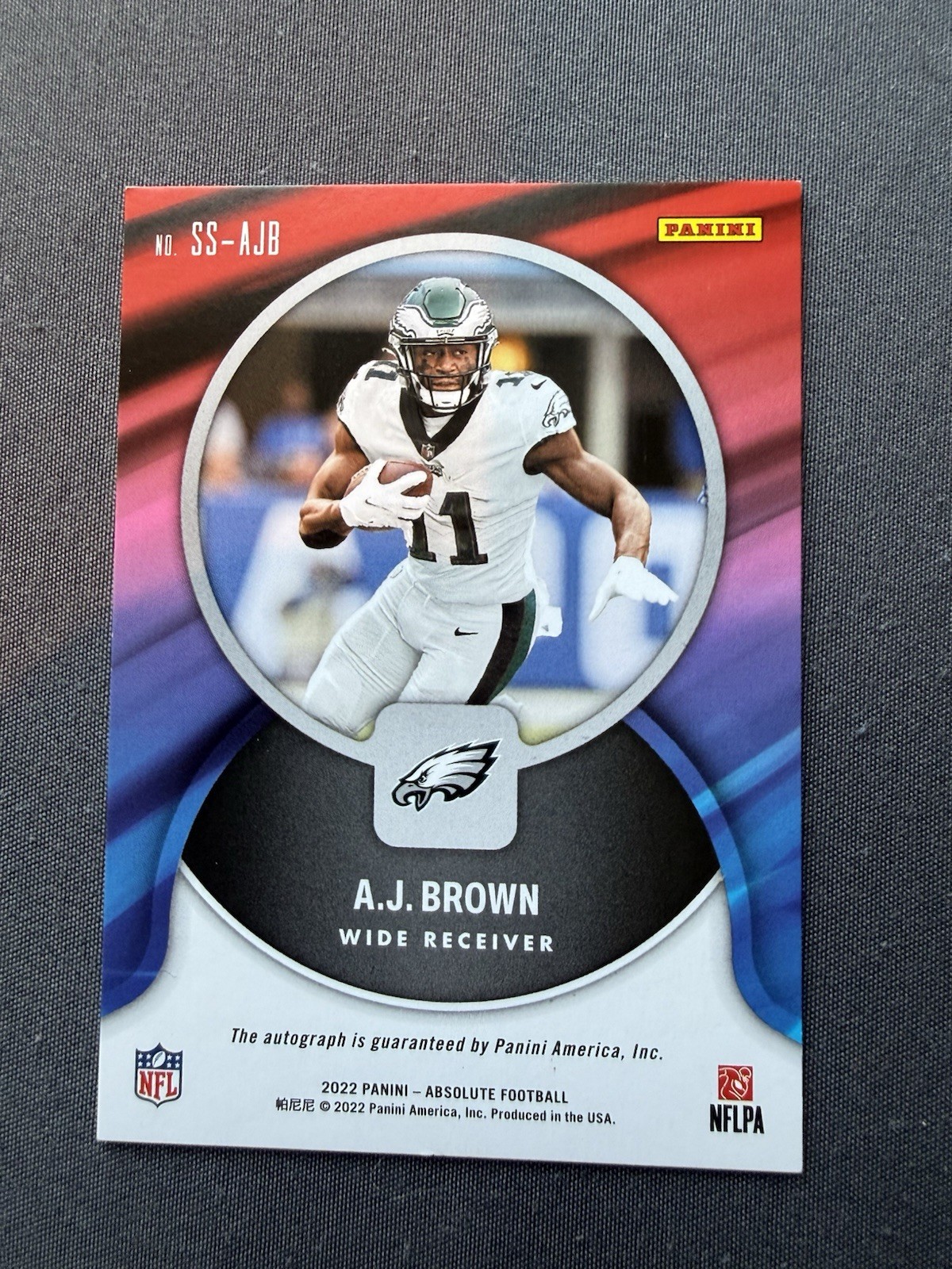 2022 Absolute – A.J. Brown AUTO Signature Standouts 1 of 1 Patriots Eagles