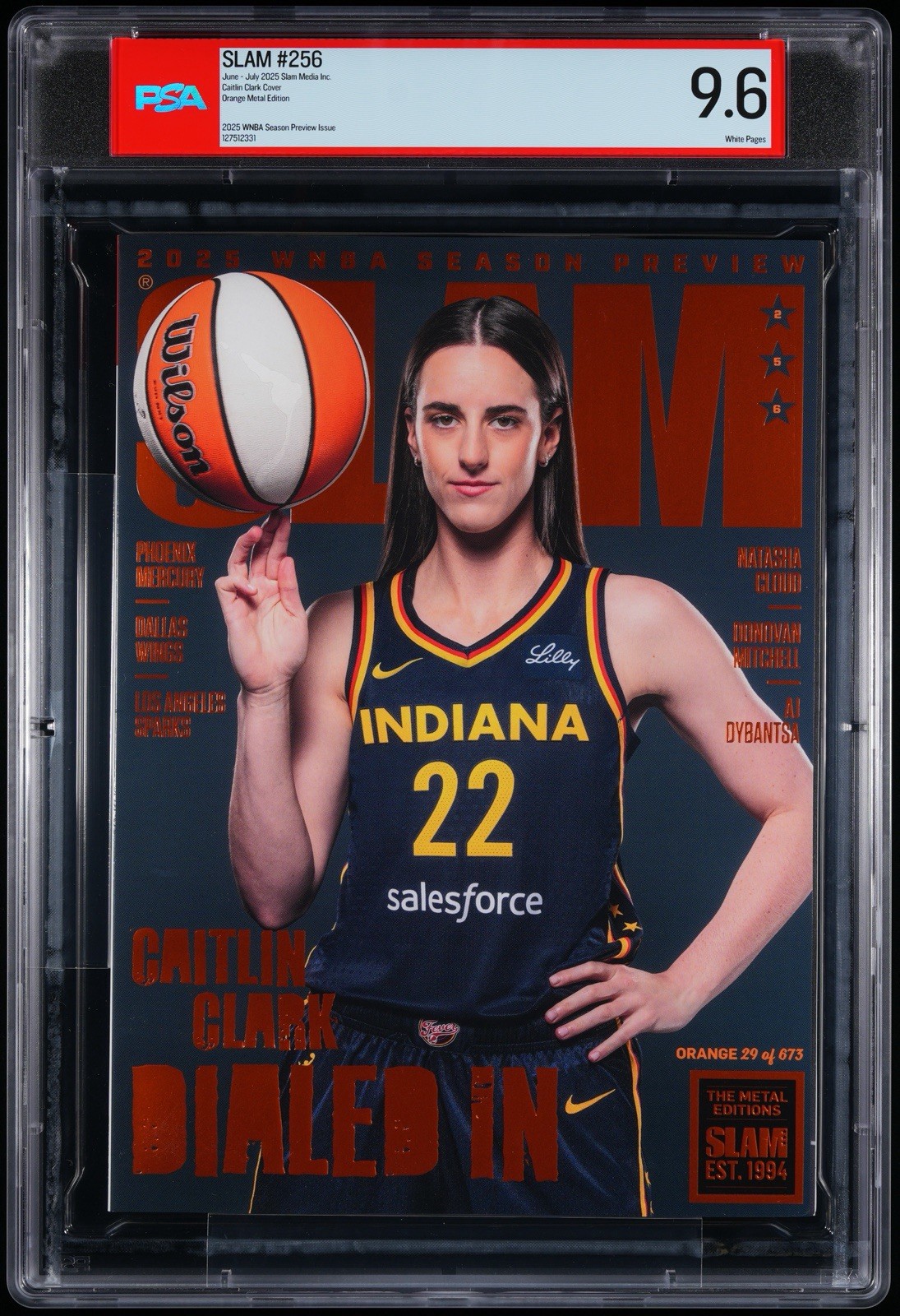 PSA 9.6 Caitlin Clark “Dialed In” SLAM Magazine #256 – Orange Metal 29/673 SP