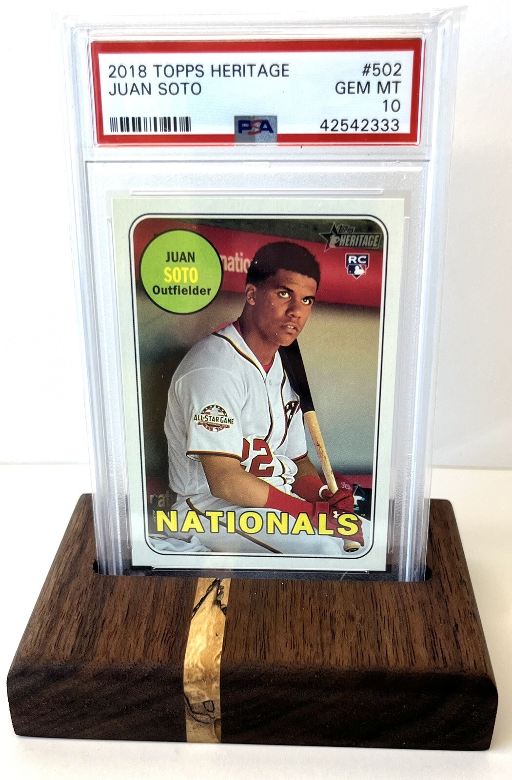 PSA Graded Trading Card Display Stand Butcher Block Stand Walnut & Maple