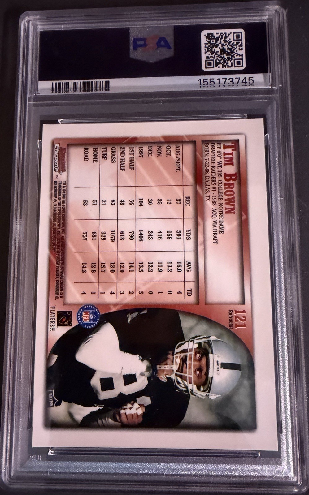 Tim Brown 1998 Bowman Chrome Interstate Refractor PSA 8